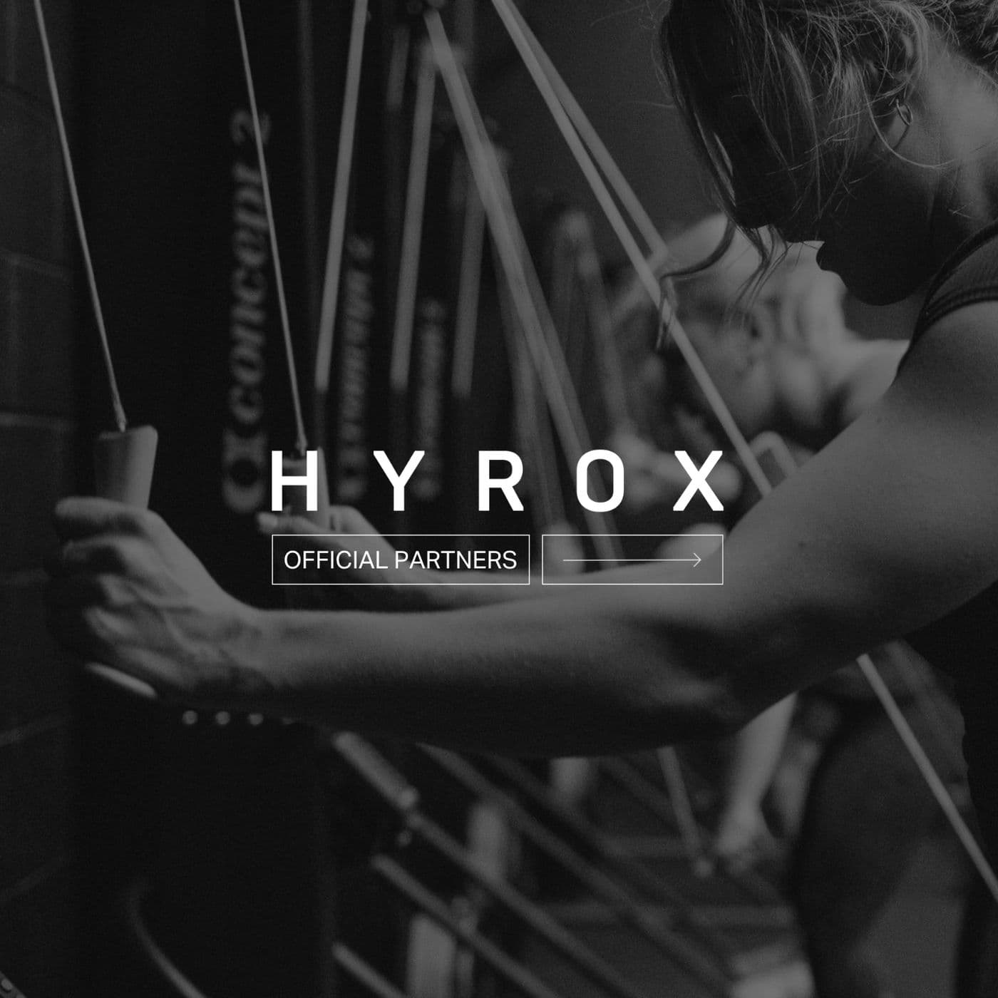HYROX official partners — athlete on the SkiErg