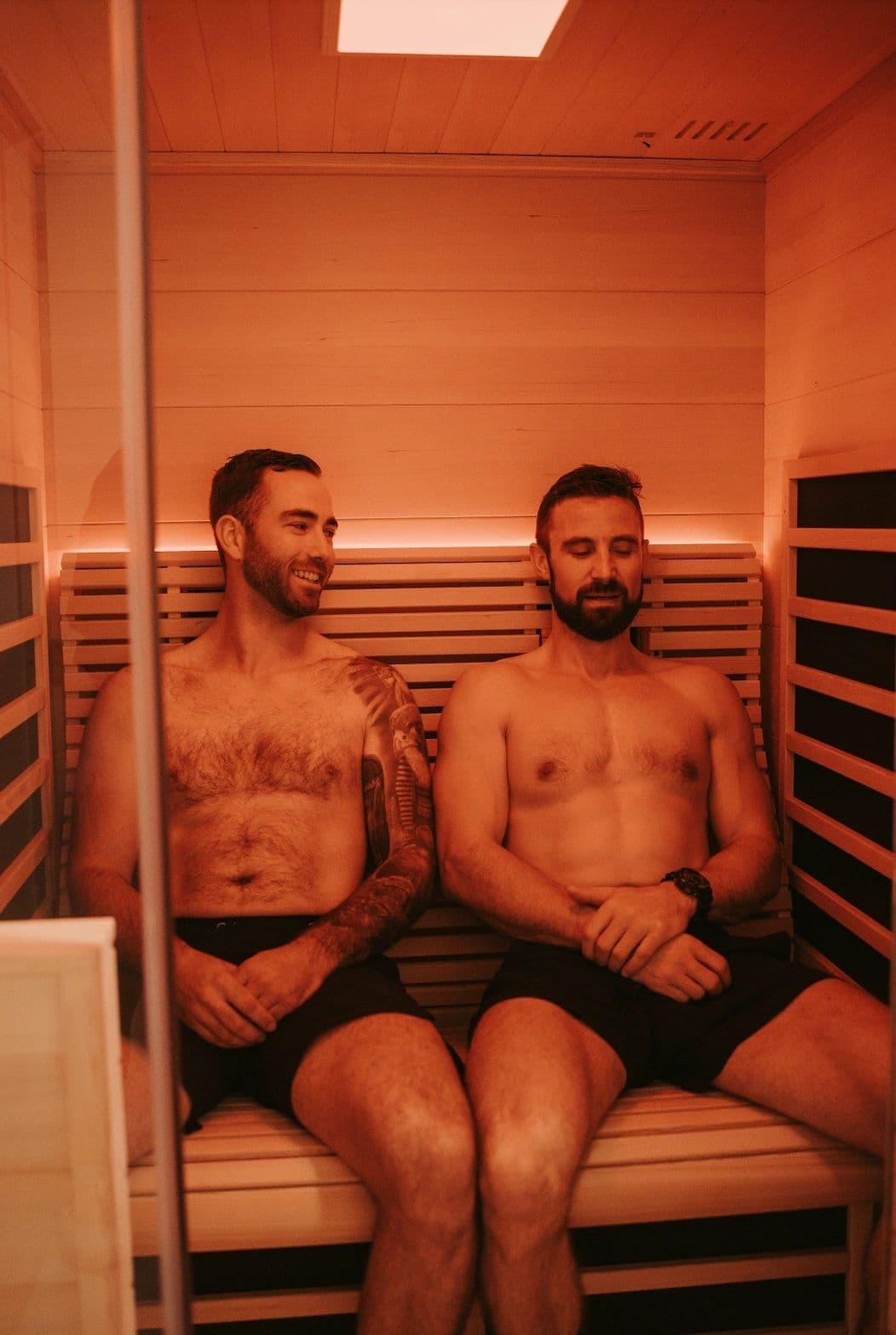 Inside a private sauna suite