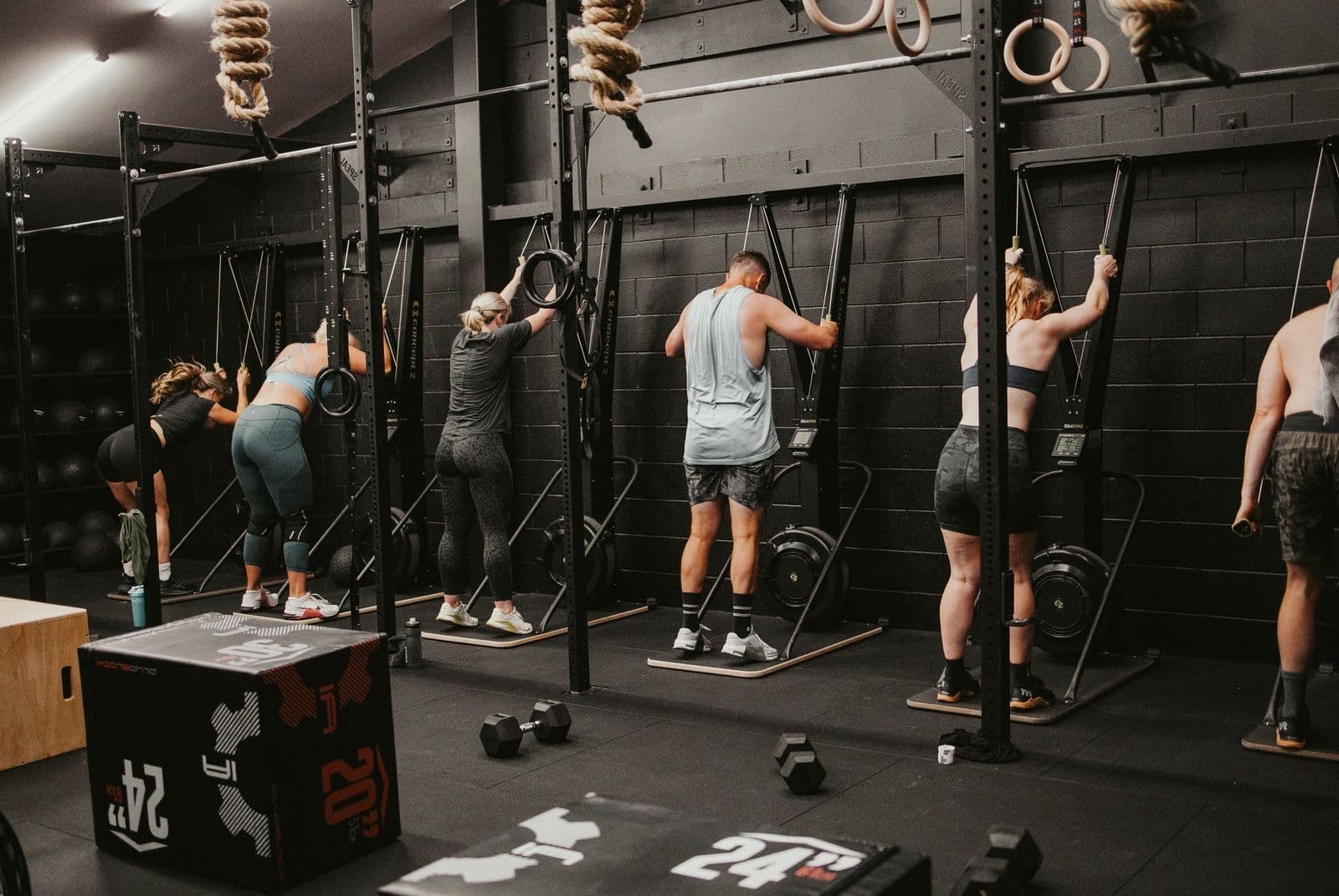 Members training together on the gym floor at Hybrid Theory Training, Christchurch